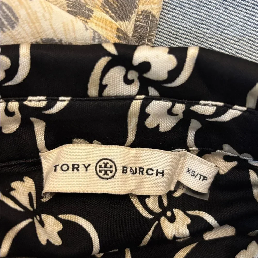 Tory Burch Black and White Long Sleeve Ilk polo midi Dress, XS